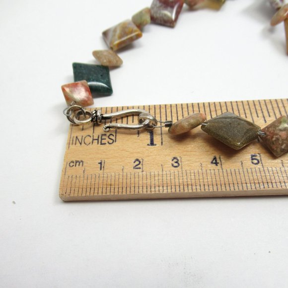 Jasper diamond bead gemstone necklace - Picture 7 of 9